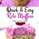 lowcarbspark keto muffins with raspberry frosting
