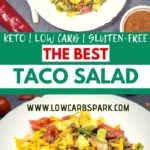 This keto taco salad is ready in just 20 minutes and it's so easy to make. If you are craving a delicious, creamy, and spicy Mexican dish, you should definitely try this easy salad. This salad is ready to eat in only 20 minutes and has only 4g net carbs per serving.