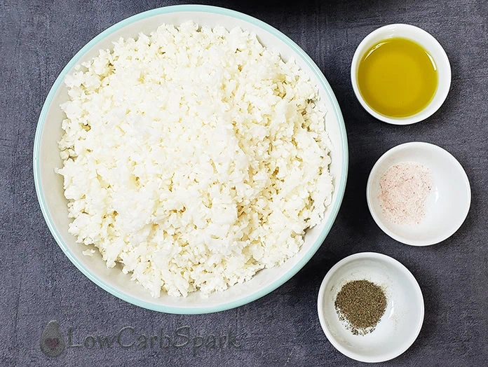 grated cauliflower rice and low carb ingredients
