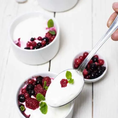 Here's a low carb yogurt is extremely easy to make and very low in carbs! This recipe has only 2 ingredients and only 3g carbs for half a cup. That's insane!! www.lowcarbspark.com via @lowcarbspark #lowcarbyogurt #yogurt