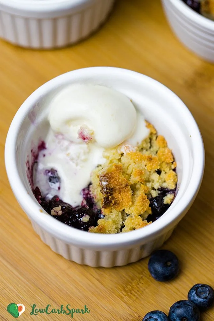 This Keto Berry Cobbler is litterally the best. Cobbler is basically an upside-down pie but without all the work. Replace the flaky pie crust with a gluten-free easy to make biscuit topping—no need to use a rolling pin or any kitchen appliances. 