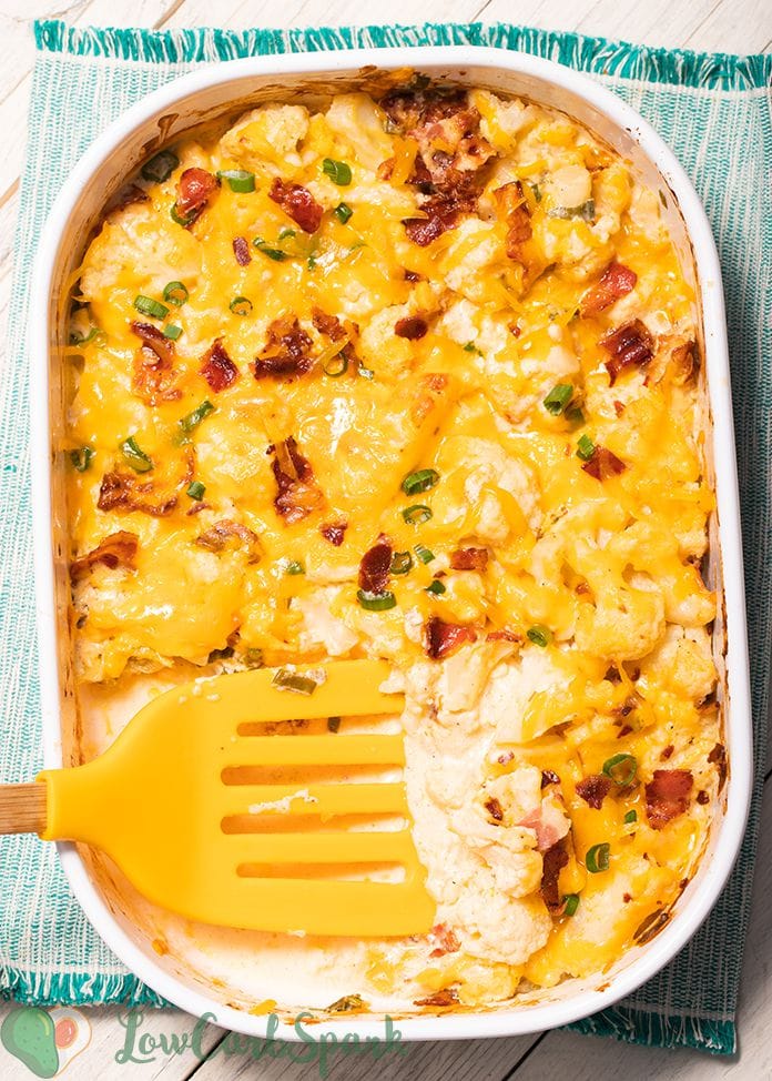 The Best Loaded Cauliflower Bake with Cheddar and Bacon