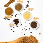 Make pumpkin pie spice with just five ingredients: cloves, cinnamon, allspice, nutmeg, ginger. This spice mix is super flavorful and perfect for fall pumpkin pies and other delicious desserts.