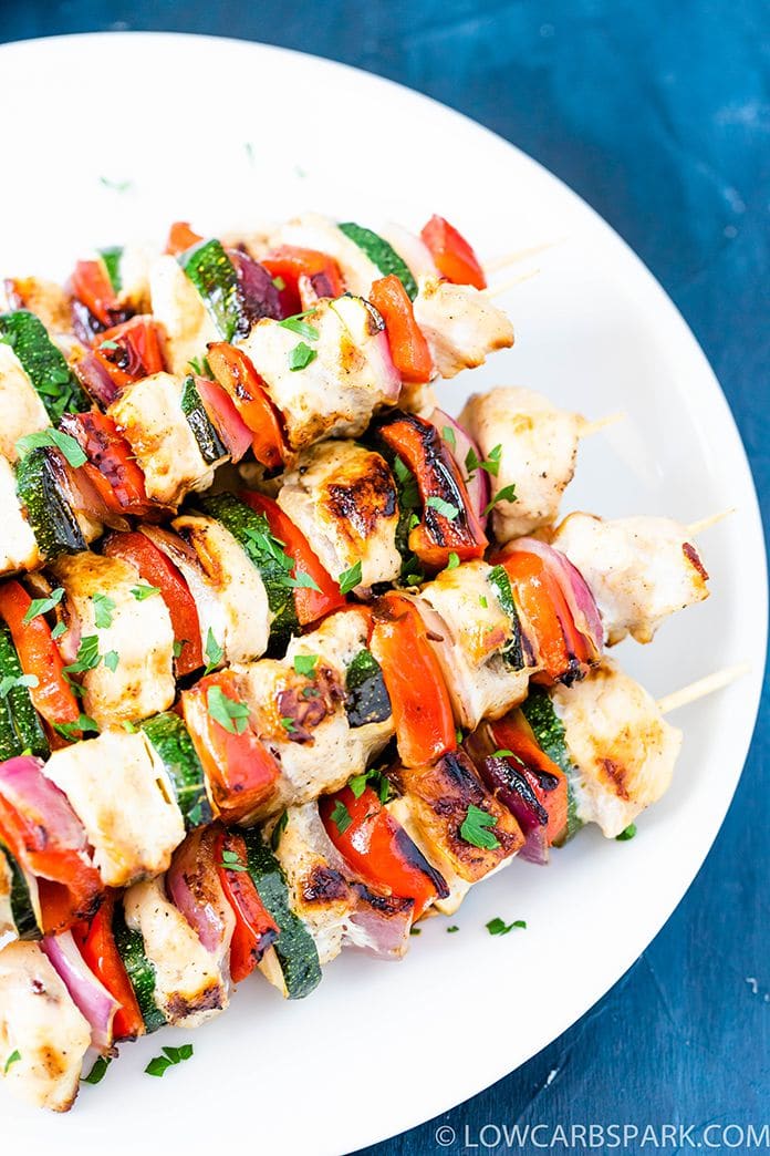 Easy and Juicy Grilled Chicken Kabobs with Vegetables - Low Carb Spark