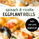 These baked eggplant rolls are filled with creamy ricotta and spinach filling. You'll love these gluten-free, vegetarian eggplant rolls that are super low carb, light, meat-free, and the perfect comfort food. Recipe via @lowcarbspark!