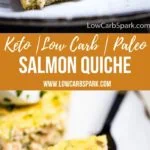 This Keto Salmon Quiche is made with leftover baked salmon, eggs, cheese, and a super flaky low carb crust. The filling is a breeze to make, so this quiche one of those extremely easy and tasty keto recipes.