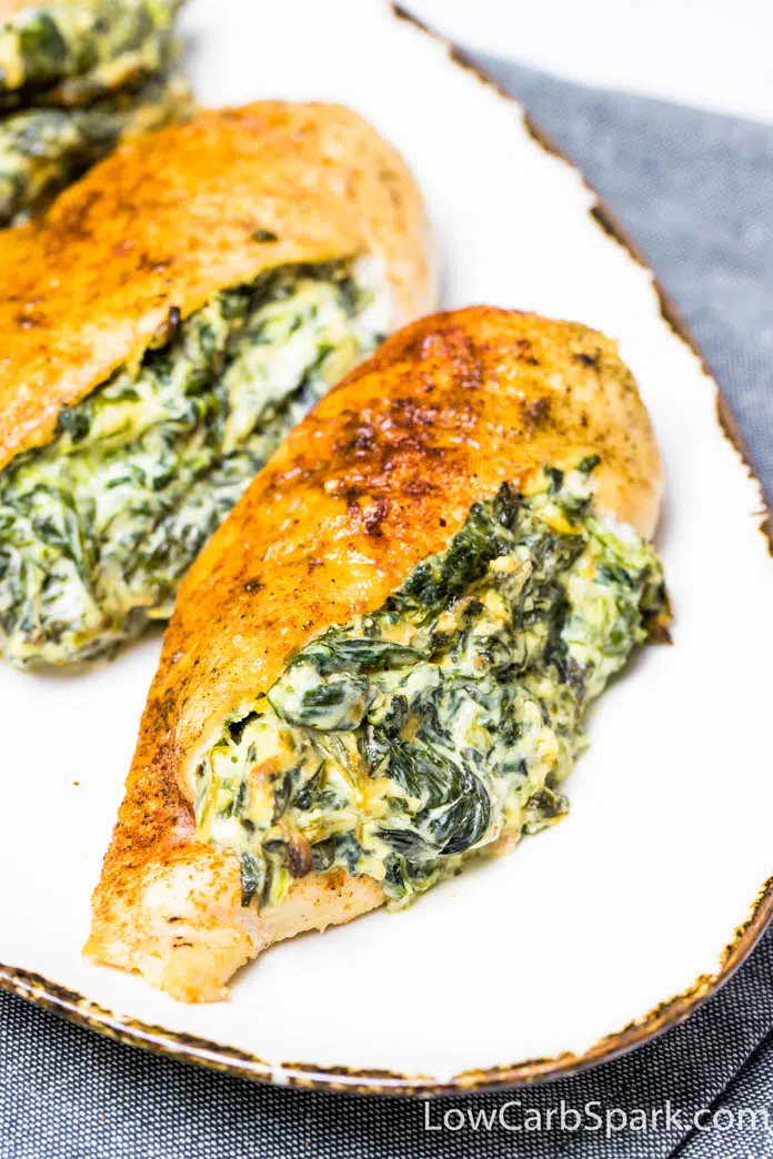 delicious and creamy chicken breast with spinach and garlic cream cheese