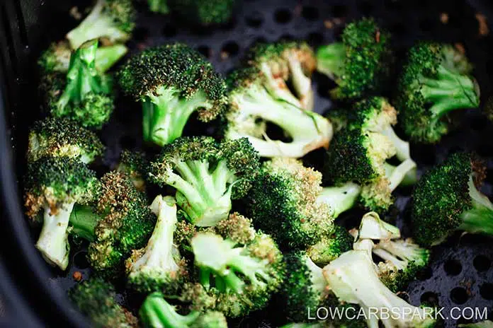 air fryer broccoli in the basket
