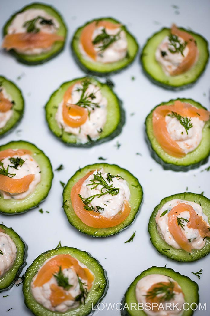 Smoked Salmon and Cream Cheese Cucumber Bites - Baker by Nature