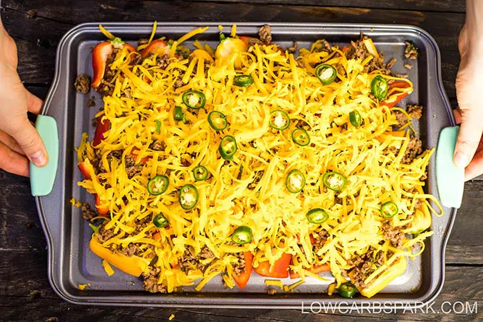 Wondering if it's possible to enjoy nachos on a keto diet? Well, that's possible. Replace the crispy tortilla chips with mini bell peppers turns a higher carb recipe into a keto-approved one. Gather all the ingredients and make the best low carb nachos for only 5g net carbs!