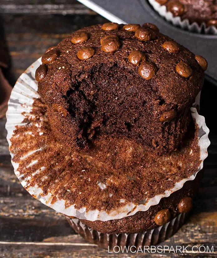 These are the best keto double chocolate muffins you'll ever make. Incredibly chocolatey, moist yet fluffy with crispy tops. Enjoy scrumptious low carb muffins that look and taste just like the ones you can find in the bakeries.