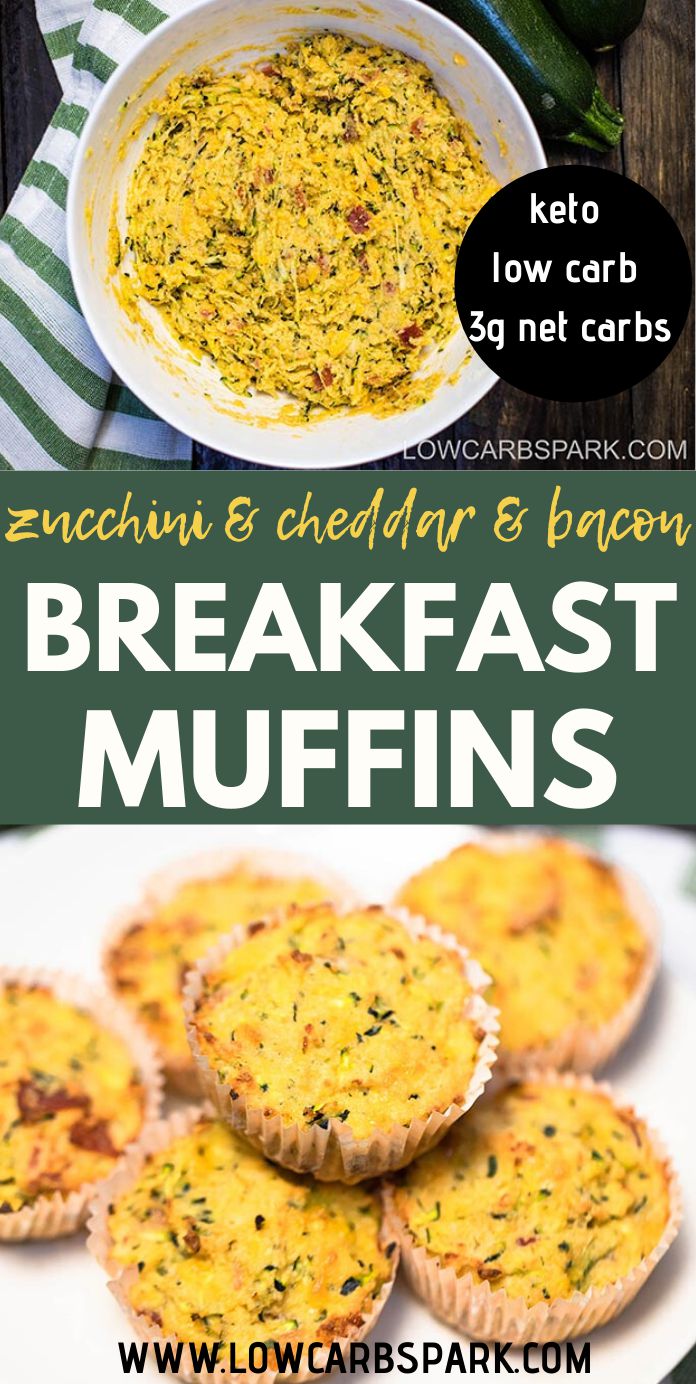 Zucchini Cheddar Cheese Savory Keto Muffins - Low Carb Spark
