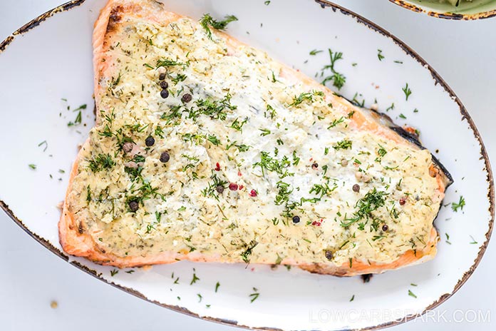 Cream Cheese Dill Baked Salmon