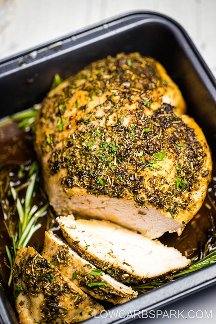 Super Juicy Roasted Turkey Breast with Garlic Herb Butter