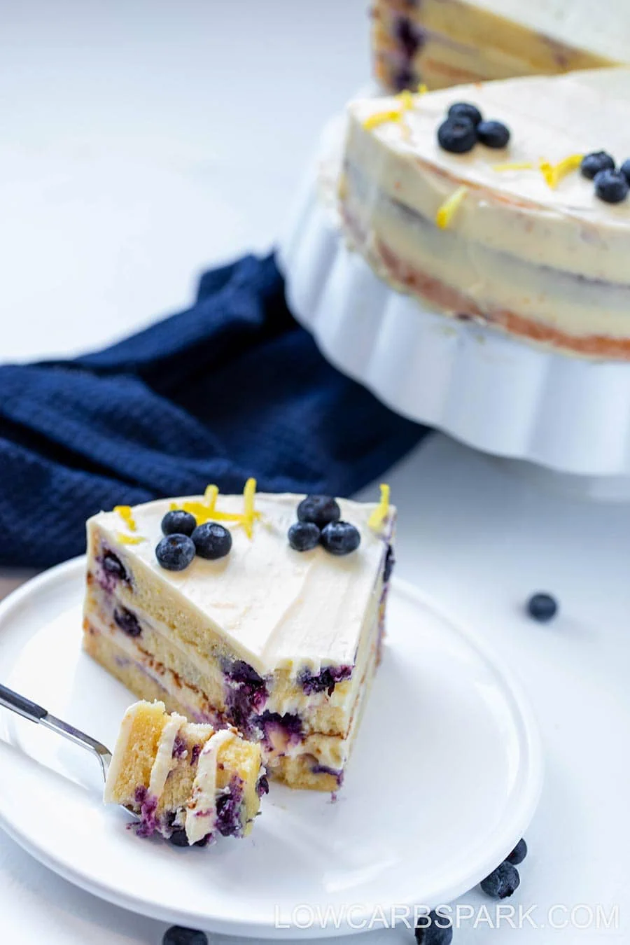 keto low carb blueberry lemon cake