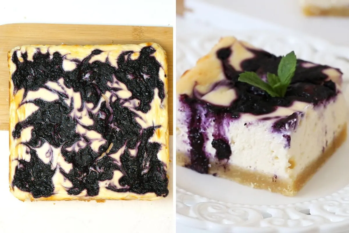 how to make Blueberry Swirl Keto Cheesecake Bars