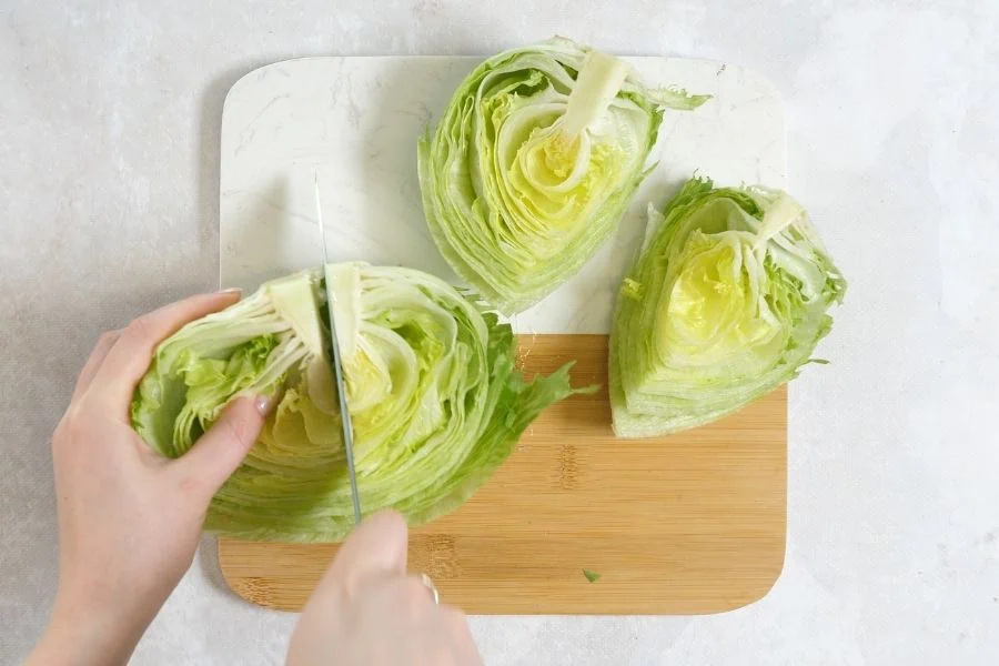 how to cut iceberg lettuce for wedge salad