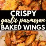 Crispy Baked Garlic Parmesan Chicken Wings pinterest picture