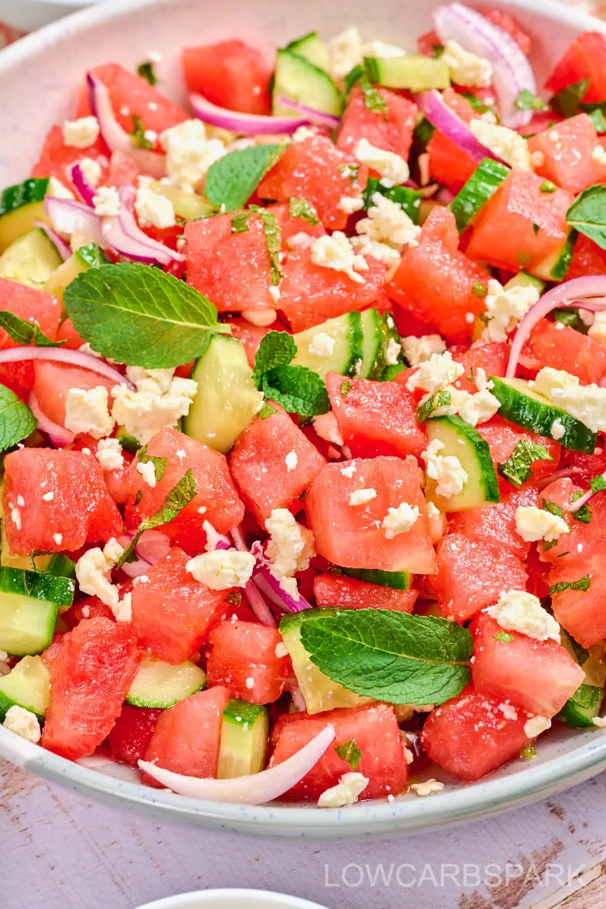 watermelon salad recipe with feta and cucumbers