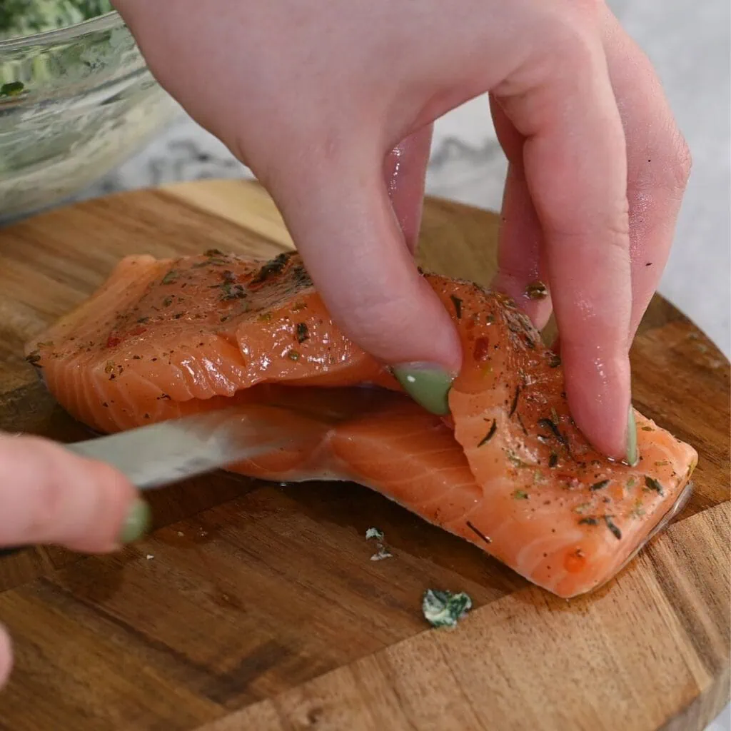 lowcarbspark how to make stuffed spianch salmon 3