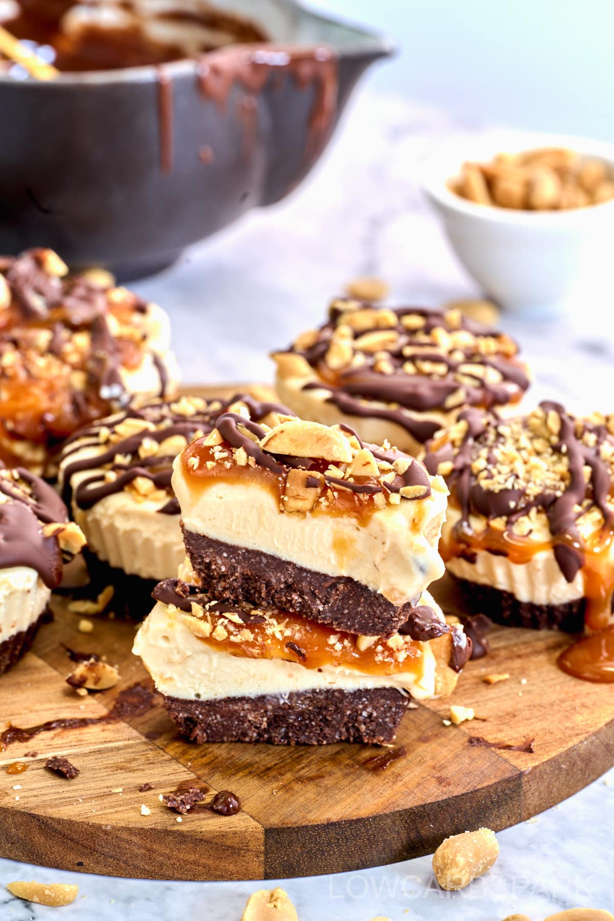 Keto Mini Snickers Cheesecake - All Day I Dream About Food