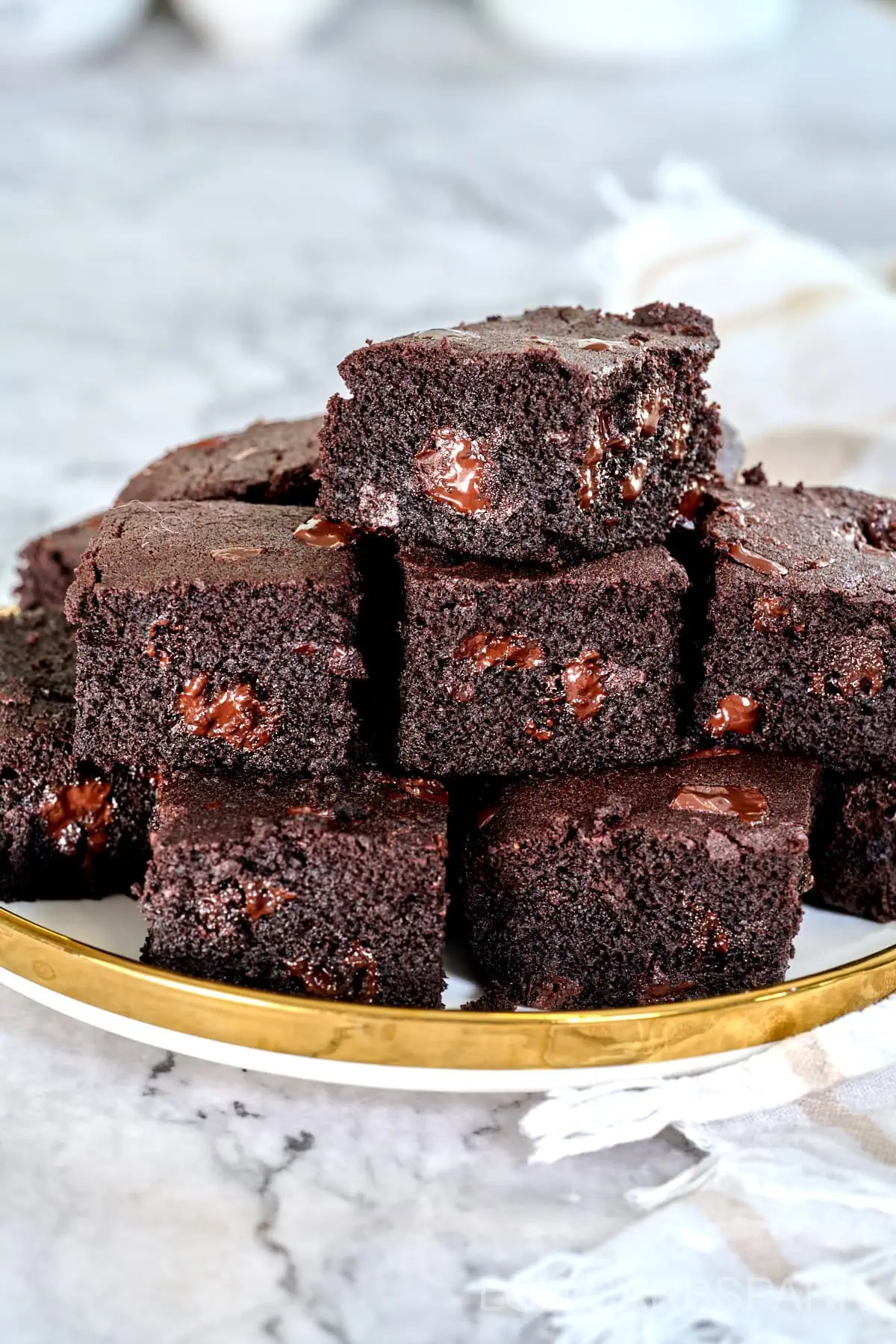 coconut flour brownies squares on a plate