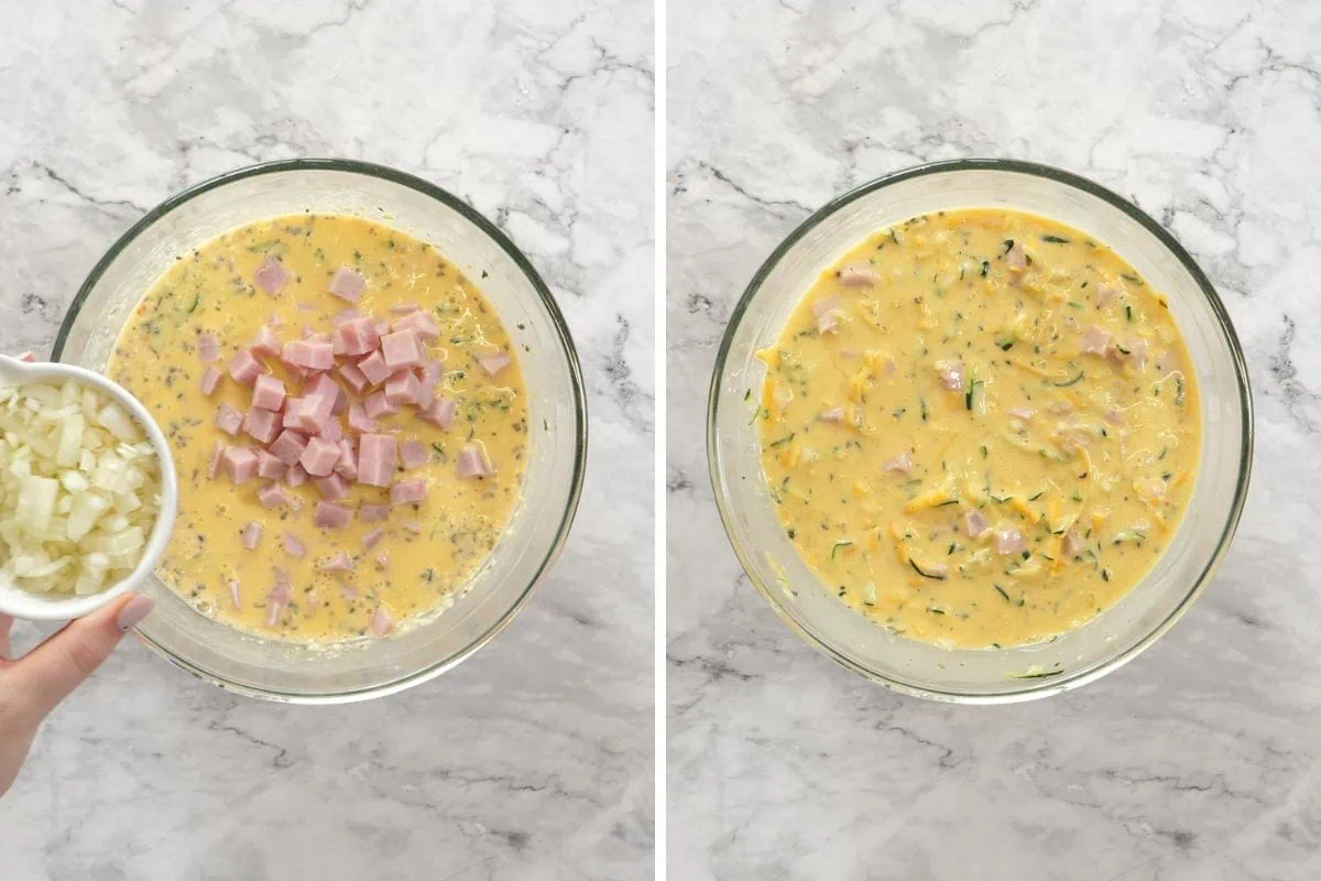 how to make Crustless Ham and Cheese Quiche
