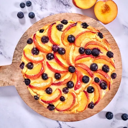 Flourless Peach Blueberry Cake