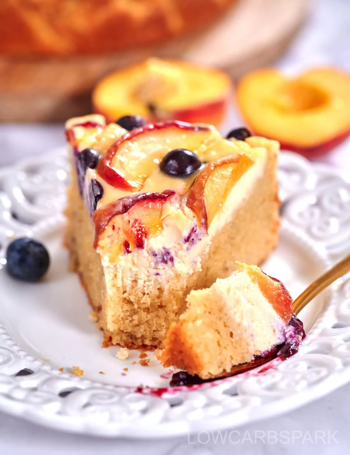 Flourless Peach Blueberry Cake