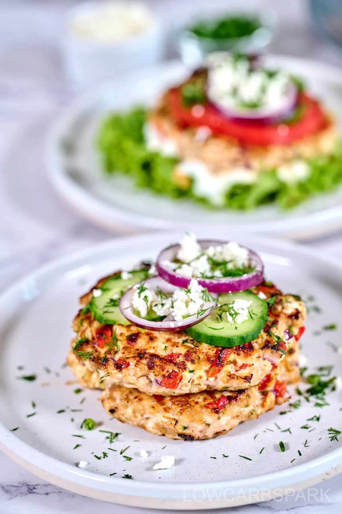 Healthy Ground Chicken Greek Burgers