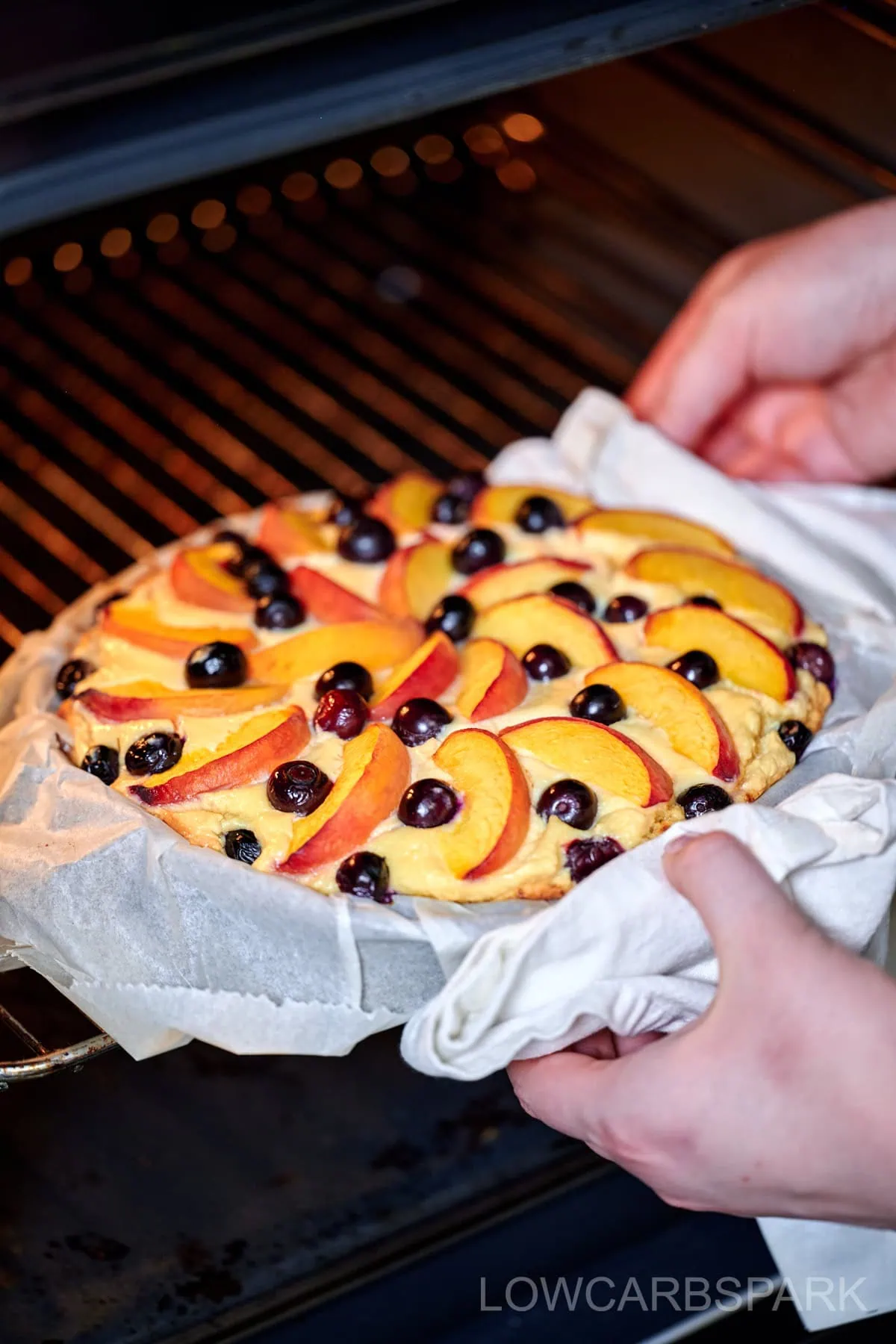 Flourless Peach Blueberry Cake