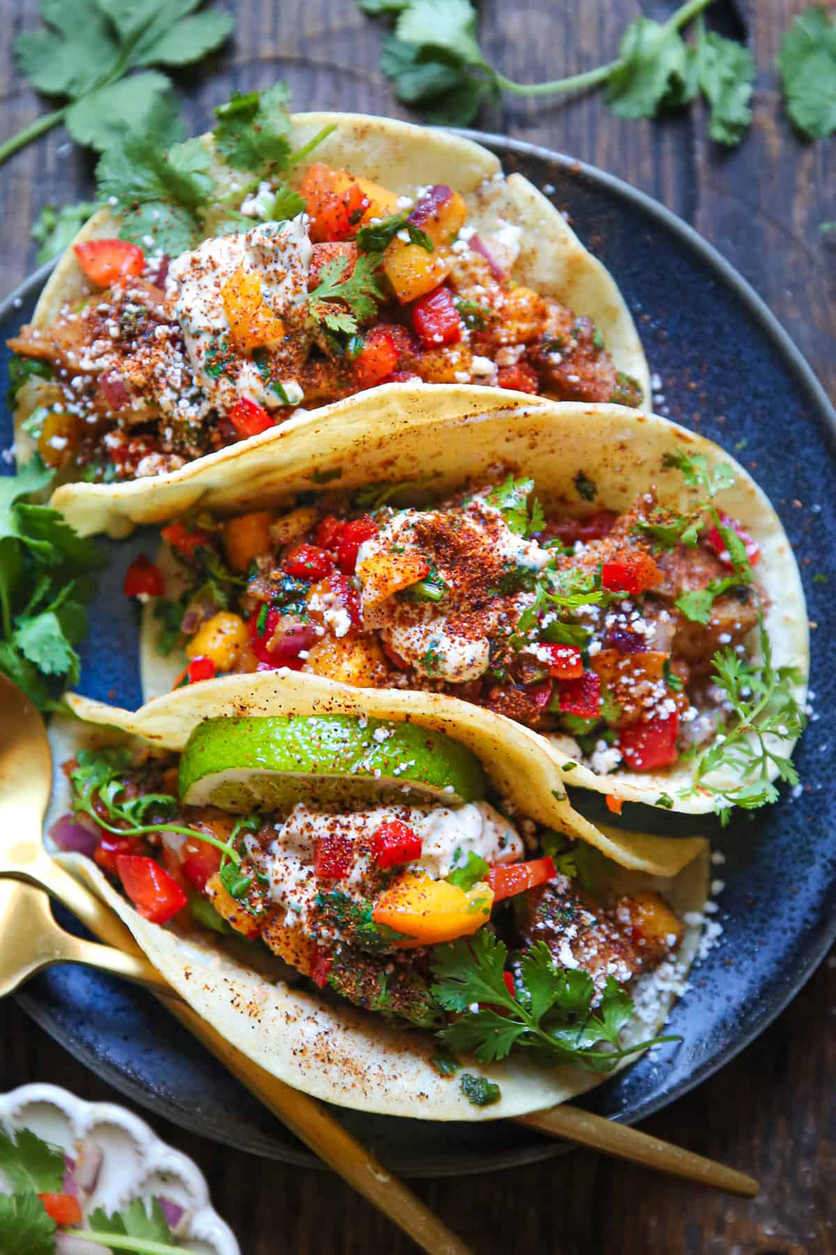 Cilantro Lime Chicken Tacos with Peach Salsa 30 Minute Recipe